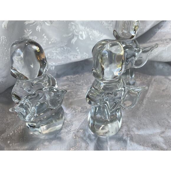 Vintage Clear Glass Crystal Angels Praying Hands Set of 3 Made in Taiwan 4 Inch - Picture 6 of 10
